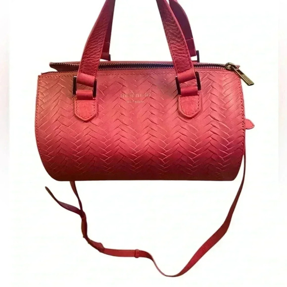 MELI MELO Vera Woven Leather Duffel Satchel In Magenta - Picture 10 of 12